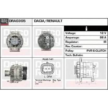 Foto Alternador DELCO REMY DRA0305