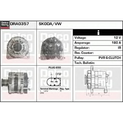 Photo Alternator DELCO REMY DRA0357