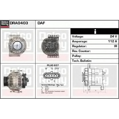 Foto Alternador DELCO REMY DRA0403