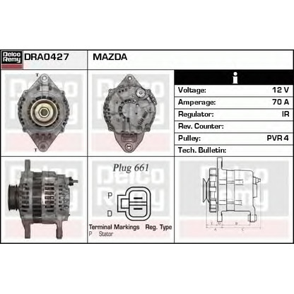 Photo Alternator DELCO REMY DRA0427