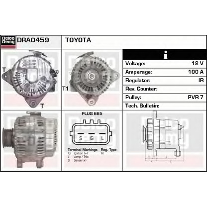 Photo Alternator DELCO REMY DRA0459