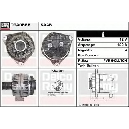 Foto Alternador DELCO REMY DRA0585