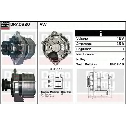 Photo Alternator DELCO REMY DRA0620