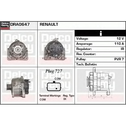 Фото Генератор DELCO REMY DRA0647