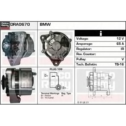 Photo Alternator DELCO REMY DRA0670