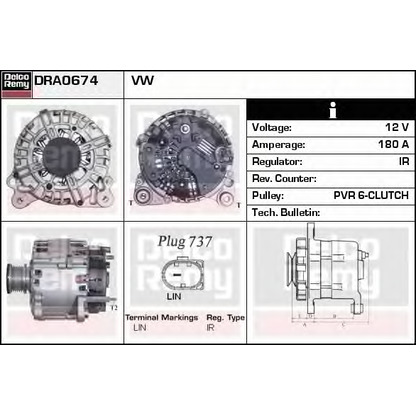 Foto Alternador DELCO REMY DRA0674