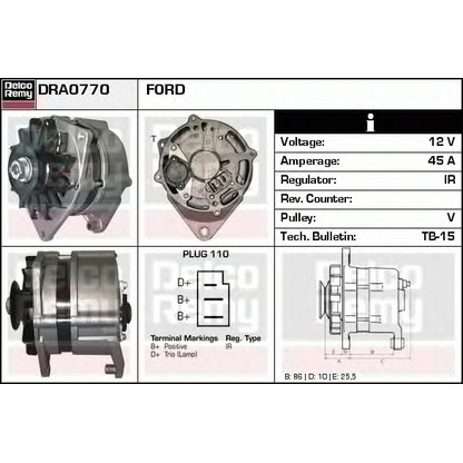 Zdjęcie Alternator DELCO REMY DRA0770