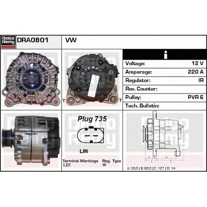 Photo Alternator DELCO REMY DRA0801