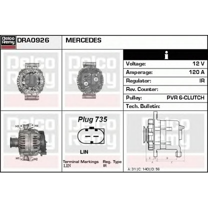 Foto Alternatore DELCO REMY DRA0926