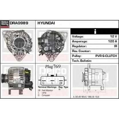 Фото Генератор DELCO REMY DRA0989