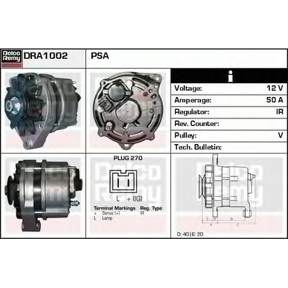 Photo Alternator DELCO REMY DRA1002