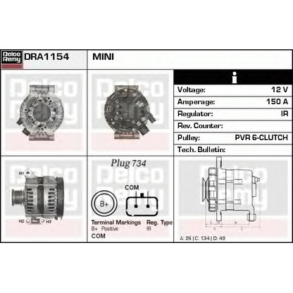 Foto Alternador DELCO REMY DRA1154