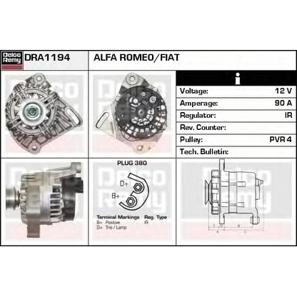 Photo Alternator DELCO REMY DRA1194