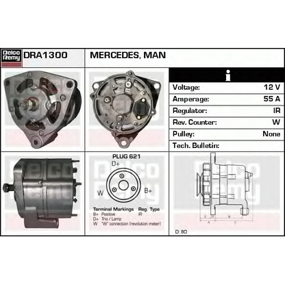 Foto Alternatore DELCO REMY DRA1300