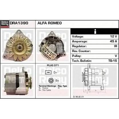 Photo Alternator DELCO REMY DRA1390