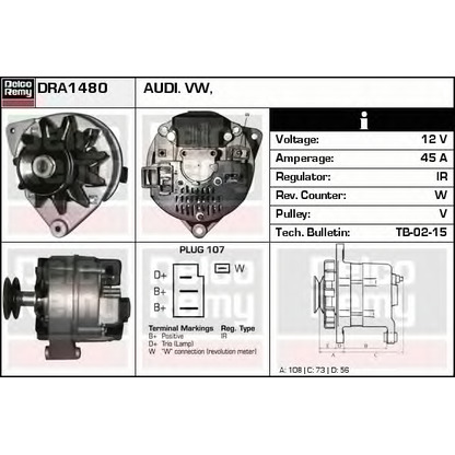 Photo Alternator DELCO REMY DRA1480