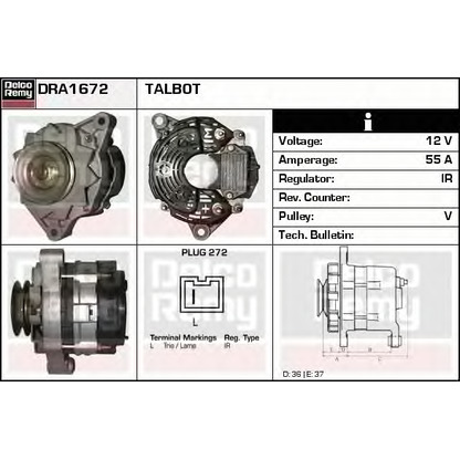 Photo Alternator DELCO REMY DRA1672