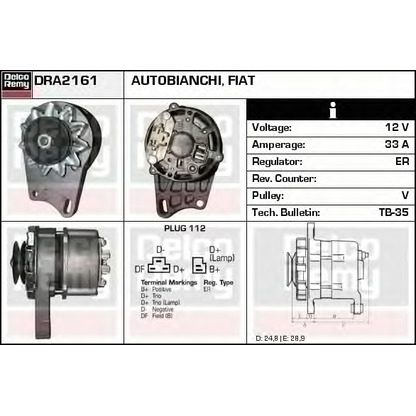 Foto Alternatore DELCO REMY DRA2161