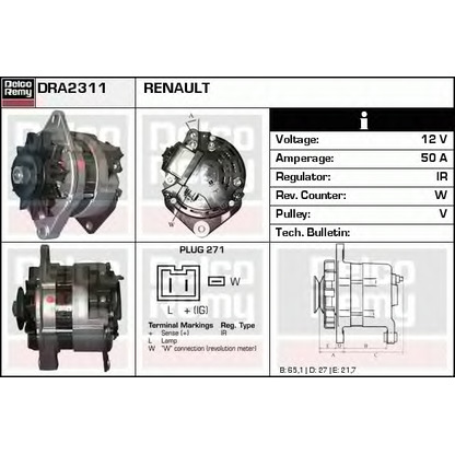 Foto Alternador DELCO REMY DRA2311