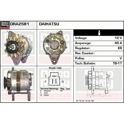 Foto Alternatore DELCO REMY DRA2581