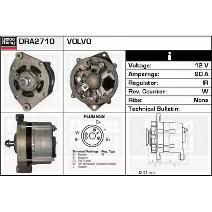 Фото Генератор DELCO REMY DRA2710