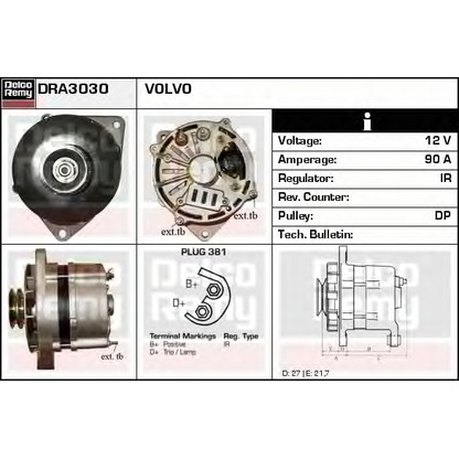 Zdjęcie Alternator DELCO REMY DRA3030