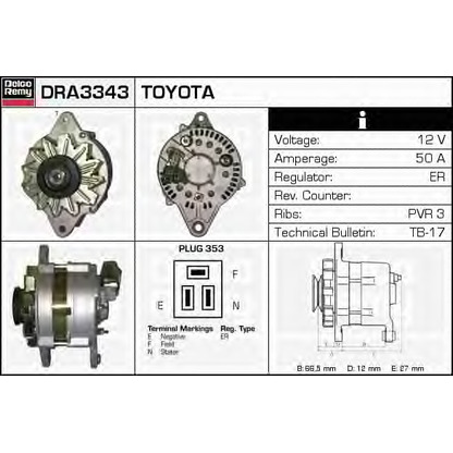 Foto Alternador DELCO REMY DRA3343