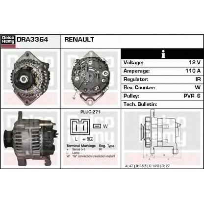 Photo Alternator DELCO REMY DRA3364