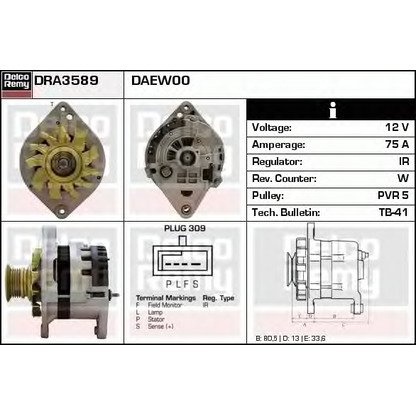 Photo Alternator DELCO REMY DRA3589