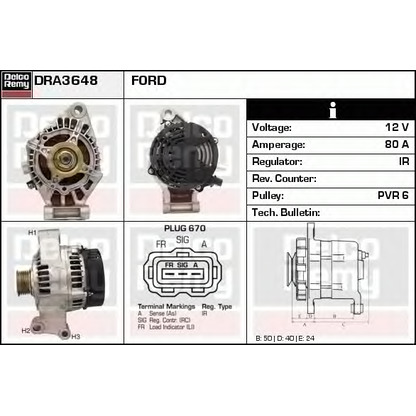 Zdjęcie Alternator DELCO REMY DRA3648