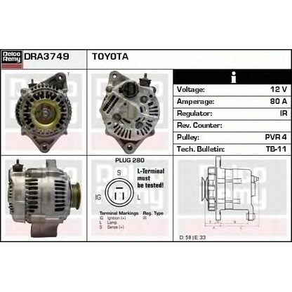 Photo Alternator DELCO REMY DRA3749