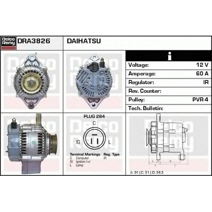 Photo Alternator DELCO REMY DRA3826