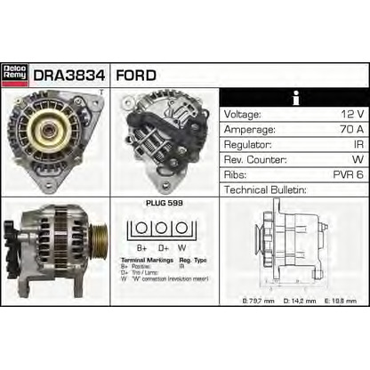 Photo Alternator DELCO REMY DRA3834