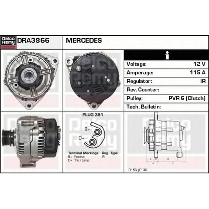 Фото Генератор DELCO REMY DRA3866