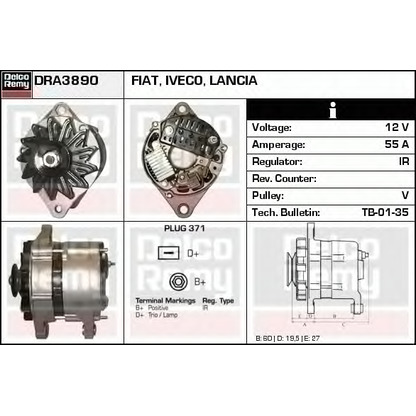 Photo Alternator DELCO REMY DRA3890