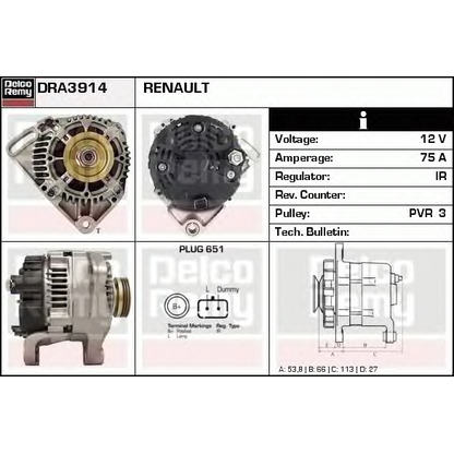 Photo Alternator DELCO REMY DRA3914