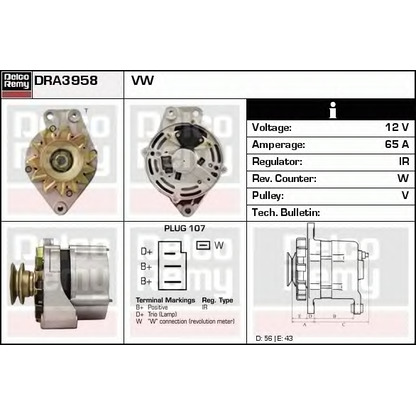 Foto Alternador DELCO REMY DRA3958