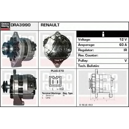 Photo Alternator DELCO REMY DRA3990