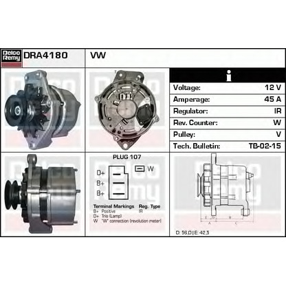 Foto Alternador DELCO REMY DRA4180