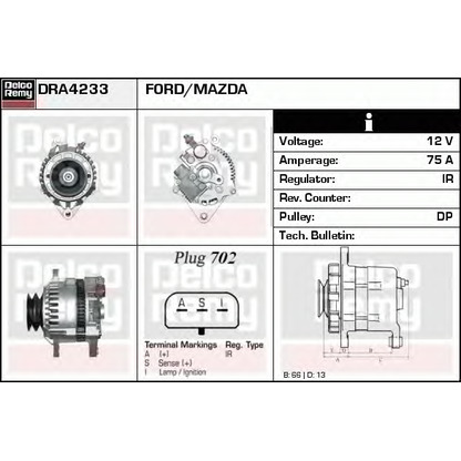 Foto Alternador DELCO REMY DRA4233