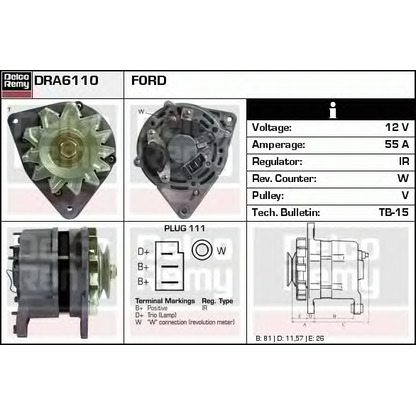 Foto Alternatore DELCO REMY DRA6110