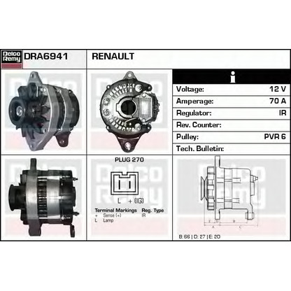 Photo Alternator DELCO REMY DRA6941