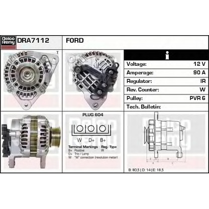 Foto Alternatore DELCO REMY DRA7112