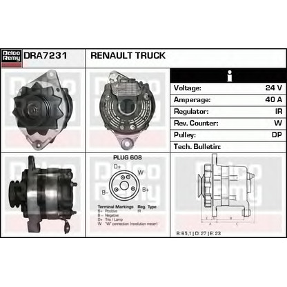 Zdjęcie Alternator DELCO REMY DRA7231