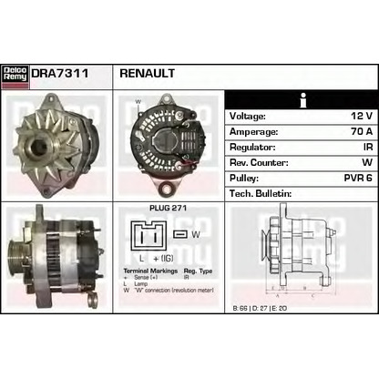 Photo Alternator DELCO REMY DRA7311