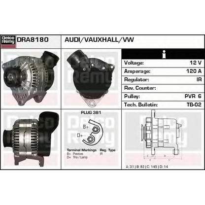 Foto Alternador DELCO REMY DRA8180