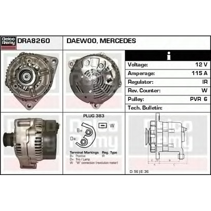 Foto Alternador DELCO REMY DRA8260