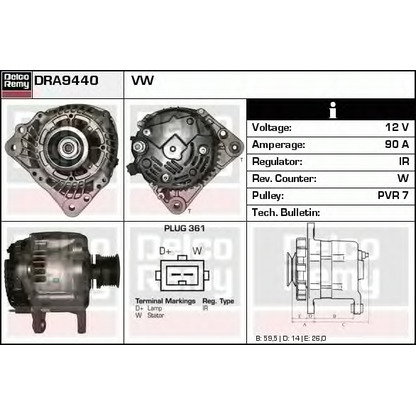 Photo Alternateur DELCO REMY DRA9440
