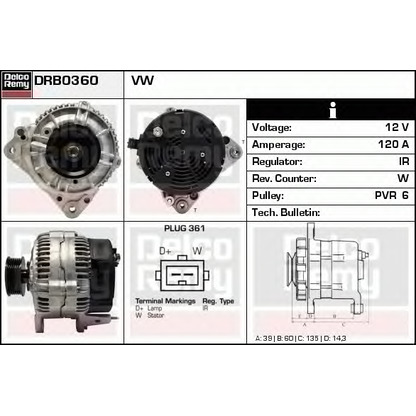 Photo Alternator DELCO REMY DRB0360