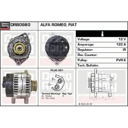 Фото Генератор DELCO REMY DRB0980